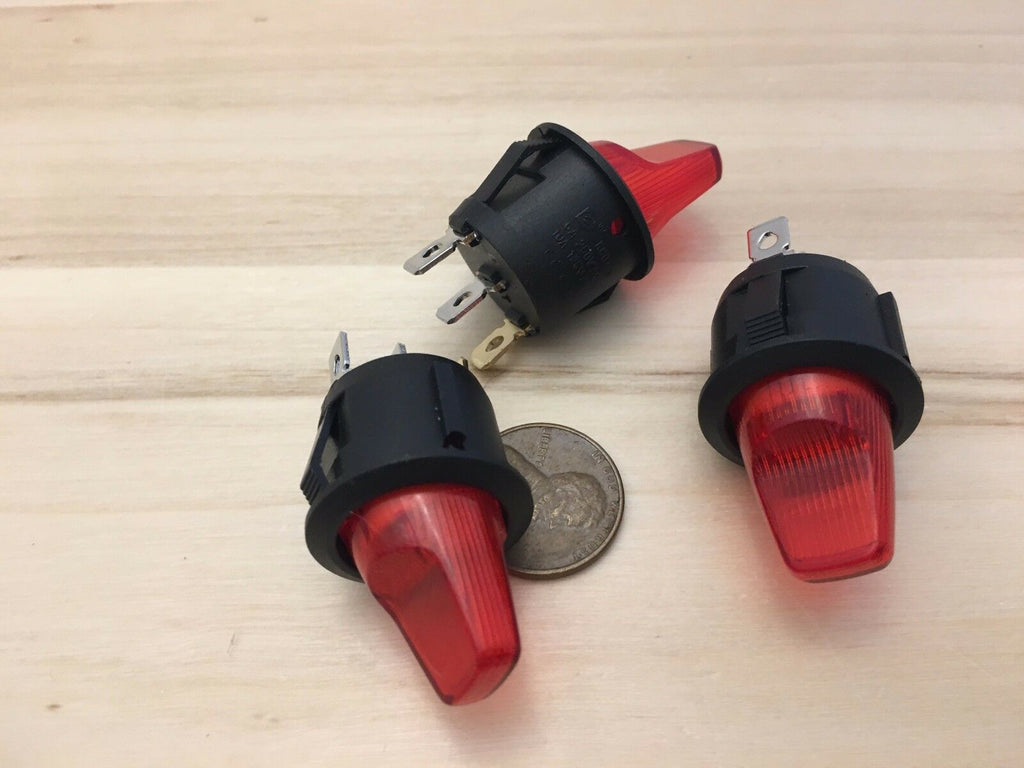 3 Pieces RED LED 10A ON-OFF Toggle Switch 12v illuminated lamp on off 3 pin C29
