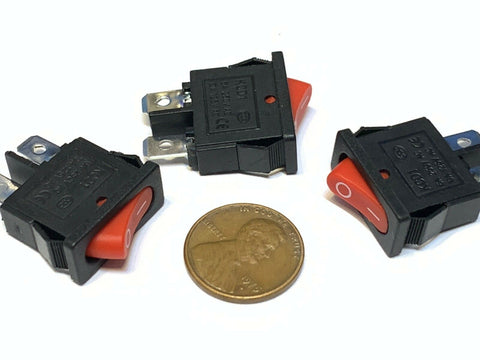 3 Pieces RED slim Rocker Switch SPST 10a 12v KCD1-110 latch On Off 2 Pin C16