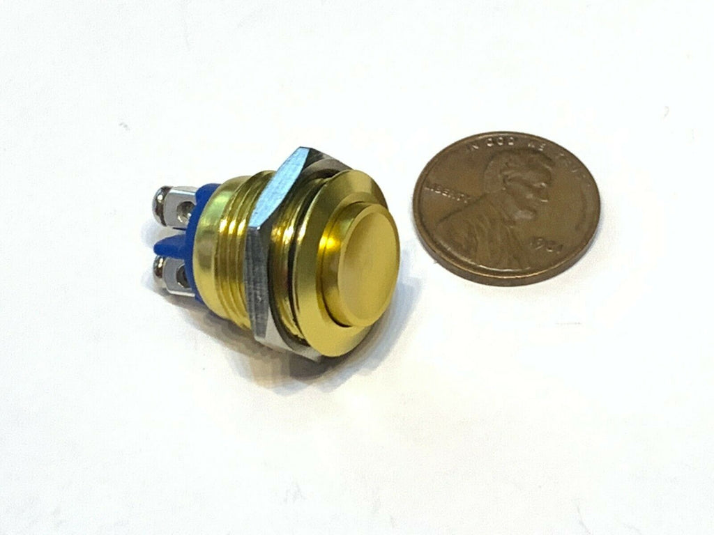 Yellow metal high round N/O Momentary 16mm push button Switch round on off A26