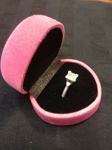 pink ring box wedding velvet diamond engagement gift   b12