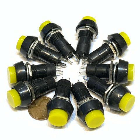 10 Pieces Yellow Latching PUSH BUTTON SWITCH DC 6A N/O normally open on/off C30