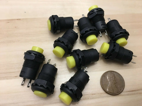 10 Pieces Yellow Latching 12mm push button Switch round button 12v on off C20