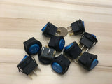 10 Pieces BLUE 12V LED Rocker 16a 20mm switch on off 3pin lighted car boat C28