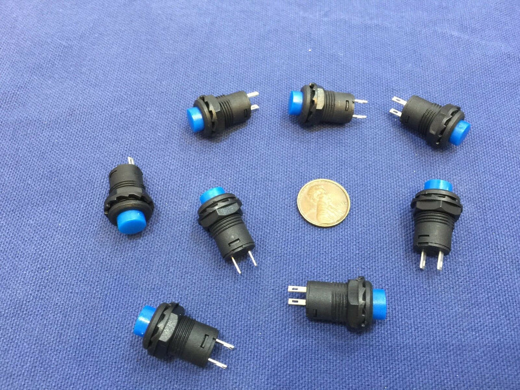 8 Pieces BLUE Momentary 12mm pushbutton Switch round push button 12v on off b22