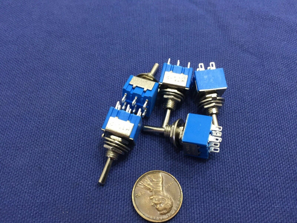5 Pieces Blue (On) Off (On) Momentary Mini Toggle Switch 1/4 3A 250V 6A 125V C8