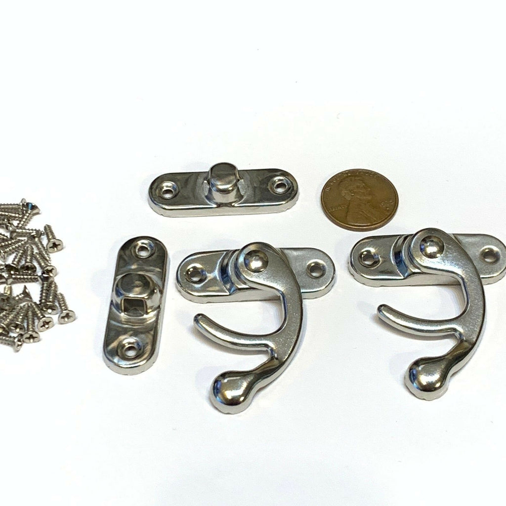 2 Set Large BXR Brand mini latch Silver Metal Hook screws Latches Clasp Lock c10