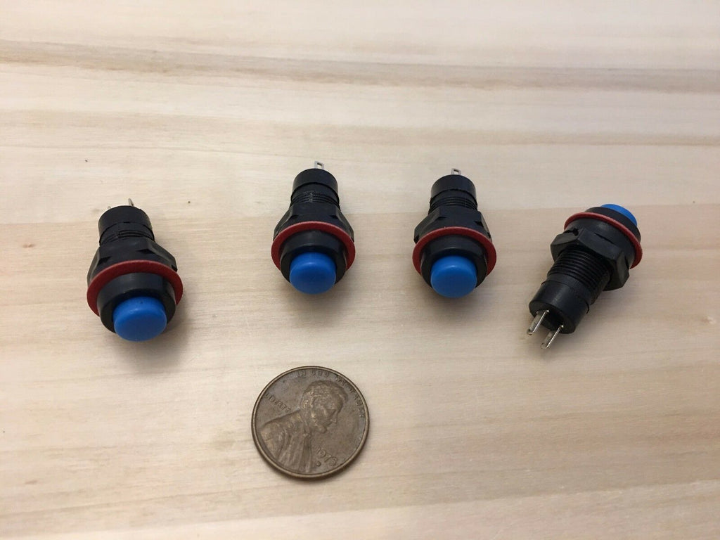 4 Pieces Blue latching 10mm hole Self-locking Push Button Switch ON/OFF C31