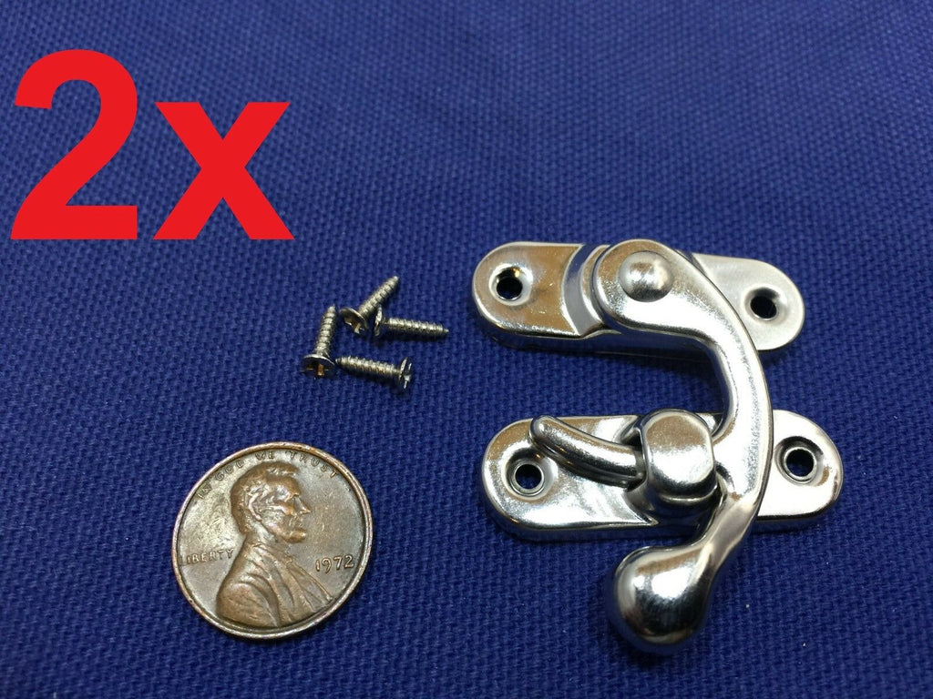 2 Sets Silver Tone Metal Hook Box Latches Clasp Box Lock Purse Lock 4 Holes c10