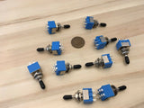 10x Black Sleeve cap boot cap Blue On Off On Momentary Mini Toggle Switch 1/4 C8