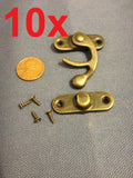 10 sets - latch hook Hinge small mini  Antique wood box Catch Decorative b14