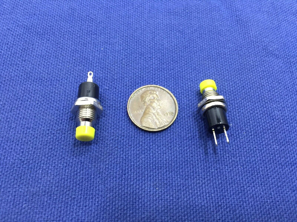 2 Pieces Mini Push Button SPST Momentary N/O OFF-ON Switch yellow 6mm FL6022 c1