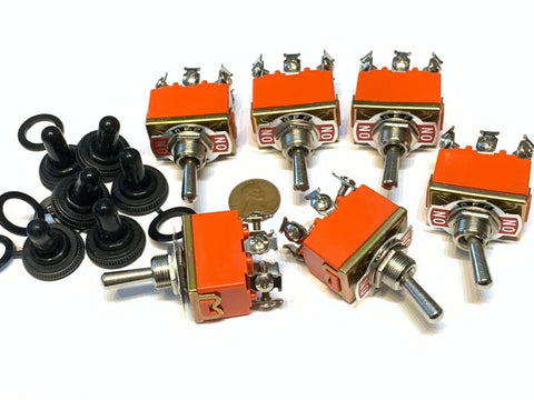 6 Pieces Orange Waterproof cap latch latching DPDT Toggle switch ON/OFF/ON C16