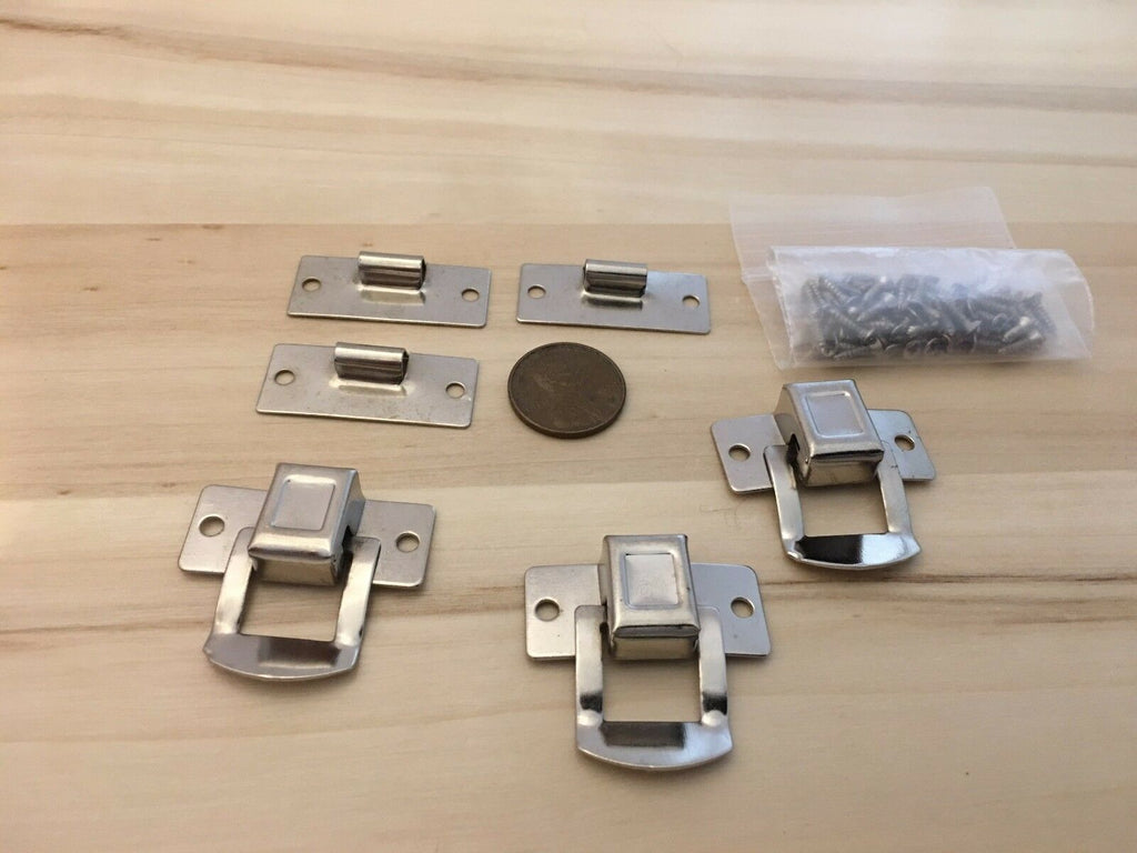 3 Crome square silver hasp small box hardware lock latch latches catches C24