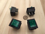 4 Pieces Green KCD4 latching Black Rocker switch on off 6 pin C37