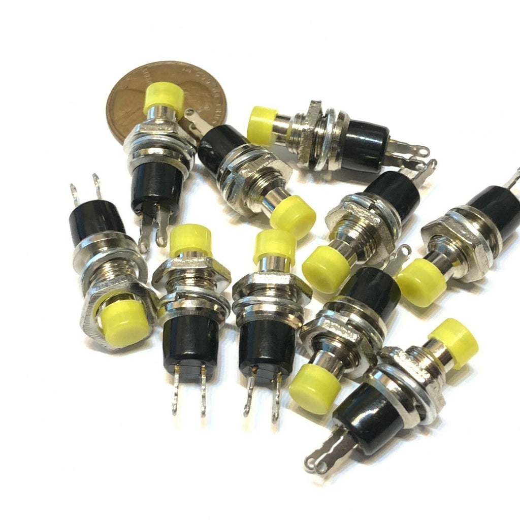 10 Pieces NC yellow normally closed Mini Push Button Momentary OFF ON Switch A2