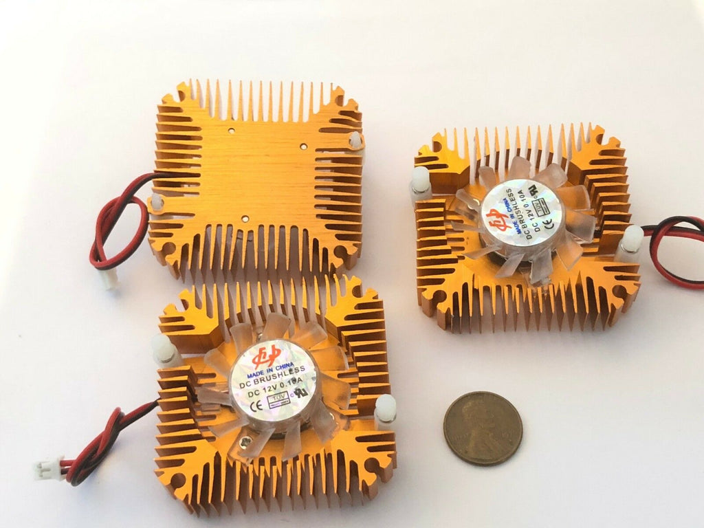 3 Pieces copper 12v 55mm 2PIN Aluminum Cooling Fan Heatsink Cooler VGA CPU A8