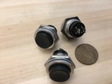 3 Pieces BLACK 16mm MOMENTARY N/O normally open PUSH BUTTON SWITCH DC on/off C24