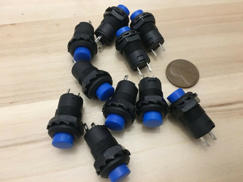 10 Pieces BLUE Latching 12mm push button Switch round button 12v on off pin C20