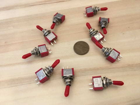 10 () Sleeve cap RED () 5A ON-OFF Toggle Switch SPST 6mm 1/4 125v 12v on off C17