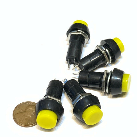 5 Pieces Yellow Latching PUSH BUTTON SWITCH DC 6A N/O normally open on/off C30