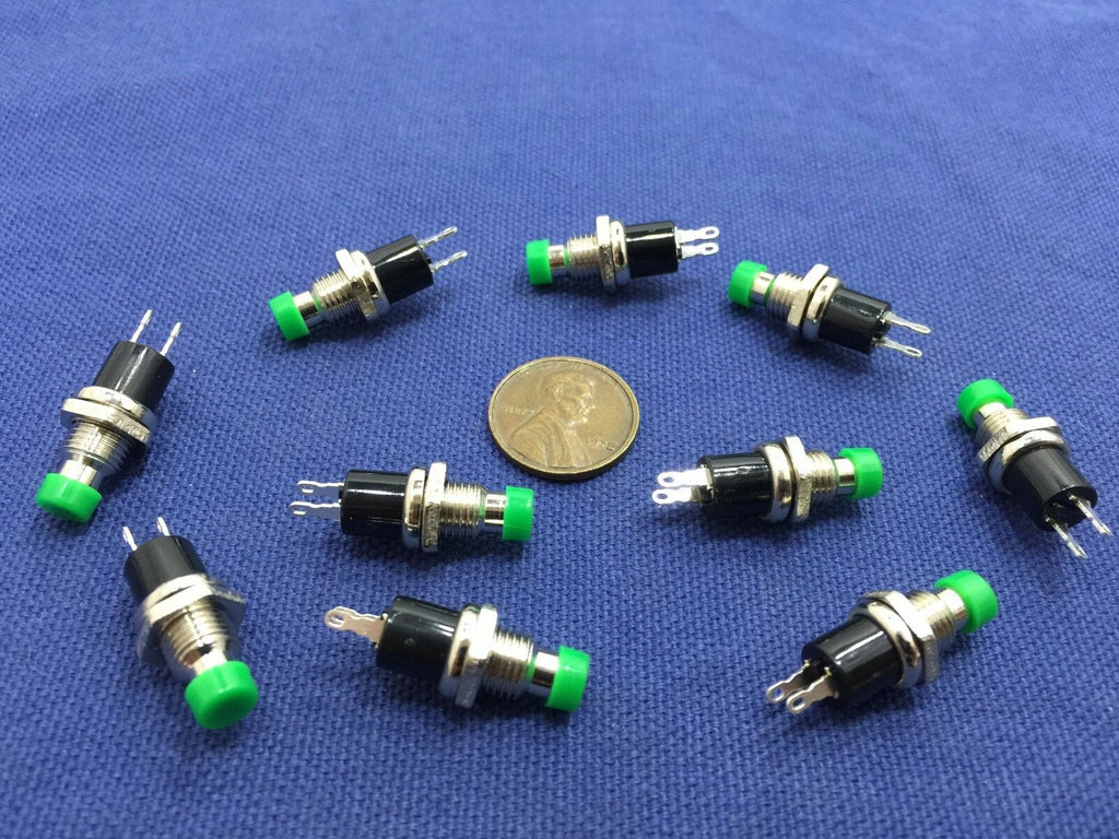 10 Pieces GREEN  Mini Push Button SPST Momentary N/O OFF-ON Switch 6mm FL6022 c1