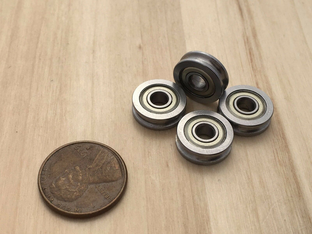 4 Pieces U groove Guide Wheel Miniature 3d printer Sealed Metal Ball Bearing C3