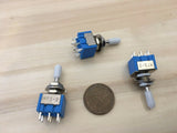 3 x White Sleeve cap boot cap Blue On Off On Momentary Mini Toggle Switch 1/4 C8