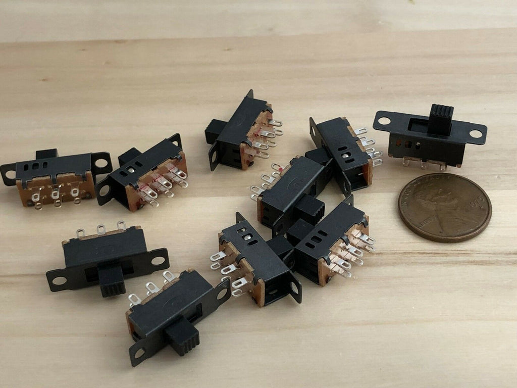 10 pieces Mini SPDT Slide Switch On-Off-on PCB 6P 23.3*7.3MM pitch row 19MM c28