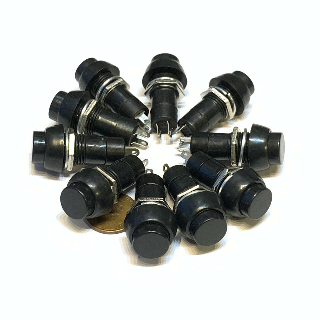 10 Pieces Black Latching PUSH BUTTON SWITCH DC 6A N/O normally open on/off C30