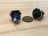 2 Pieces Black Metal N/O 16mm Round Momentary 12v Push Button Switch C34