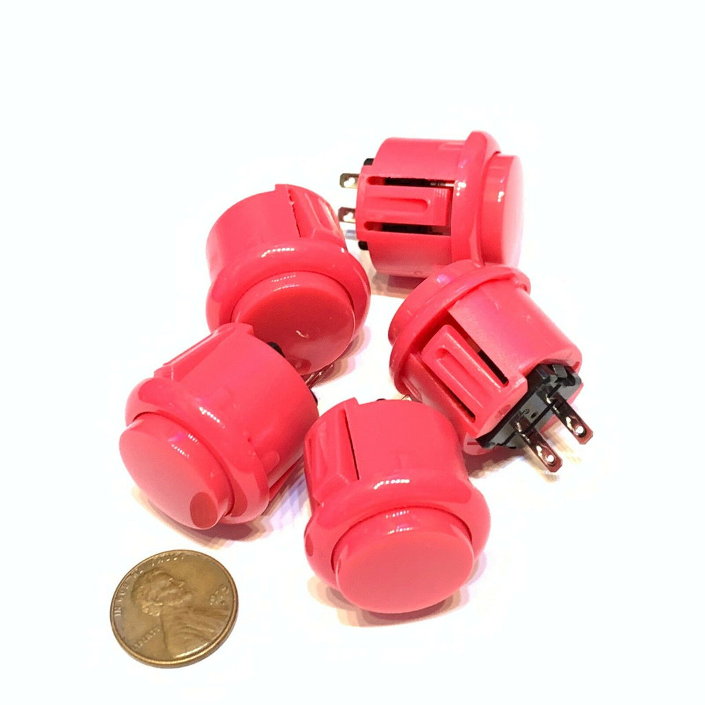 5 Pieces Pink Arcade N/O Momentary 24mm push button Switch round on off 12v C26