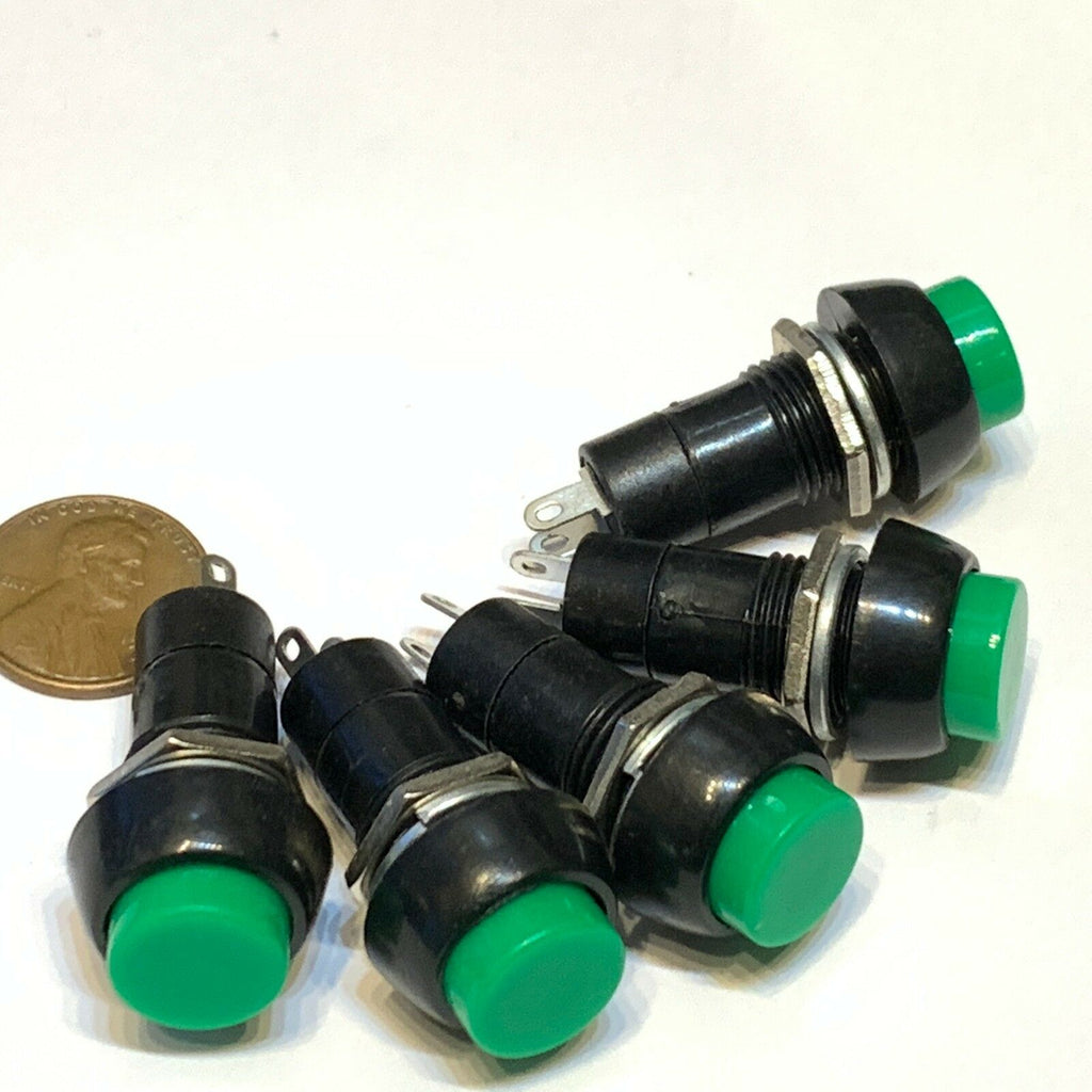5 Pieces Green momentary PUSH BUTTON SWITCH DC 6A N/O normally open on/off C11