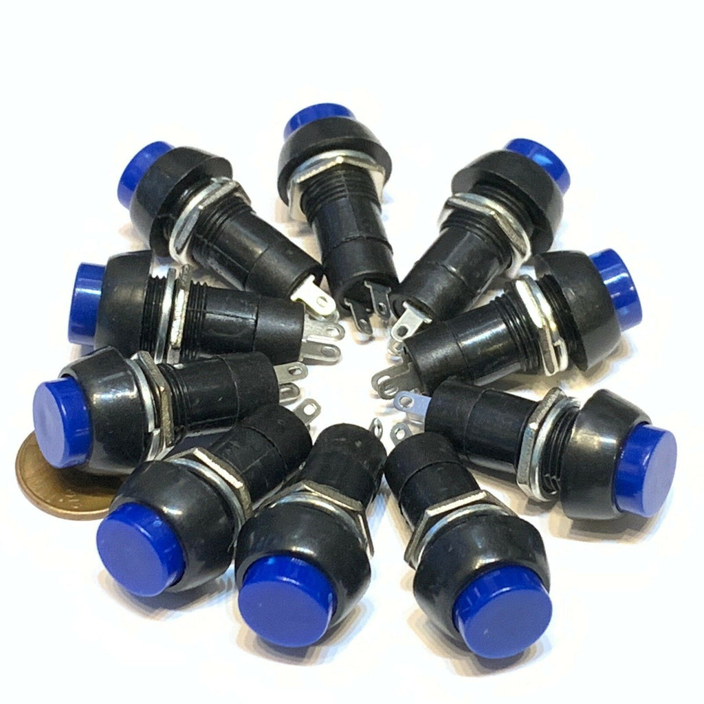 10 Pieces Blue Latching PUSH BUTTON SWITCH DC 6A N/O normally open on/off C30