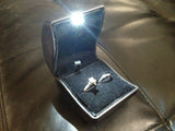 LED Lighted Black Leather Engagement RING Jewelry Gift Box - Fast shipment