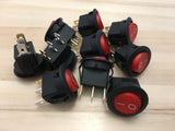 10 Pieces RED 12V LED Rocker switch on off 3pin lighted car C28