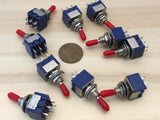 10 x Sleeve RED latching 6 Pin ON/ON Toggle Switch 6A 125VAC useless box DPDT A