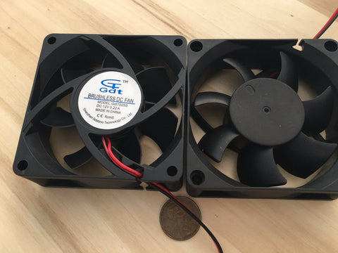 2 Pieces Gdstime 7025s 70x70x25mm 2 wires Brushless DC Cooling Fan 12V Fans C10