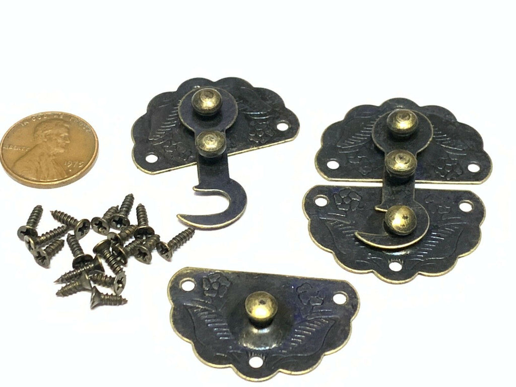 2 Pieces Antique vintage style small hardware lock latch latches box catches B28