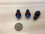 3 Pieces Blue latching 10mm hole Self-locking Push Button Switch ON/OFF C31