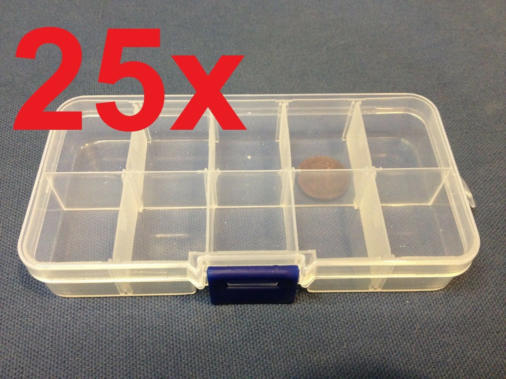 25x Clear Plastic Case Wholesale Container Nail Art Box tips Storage Compartment