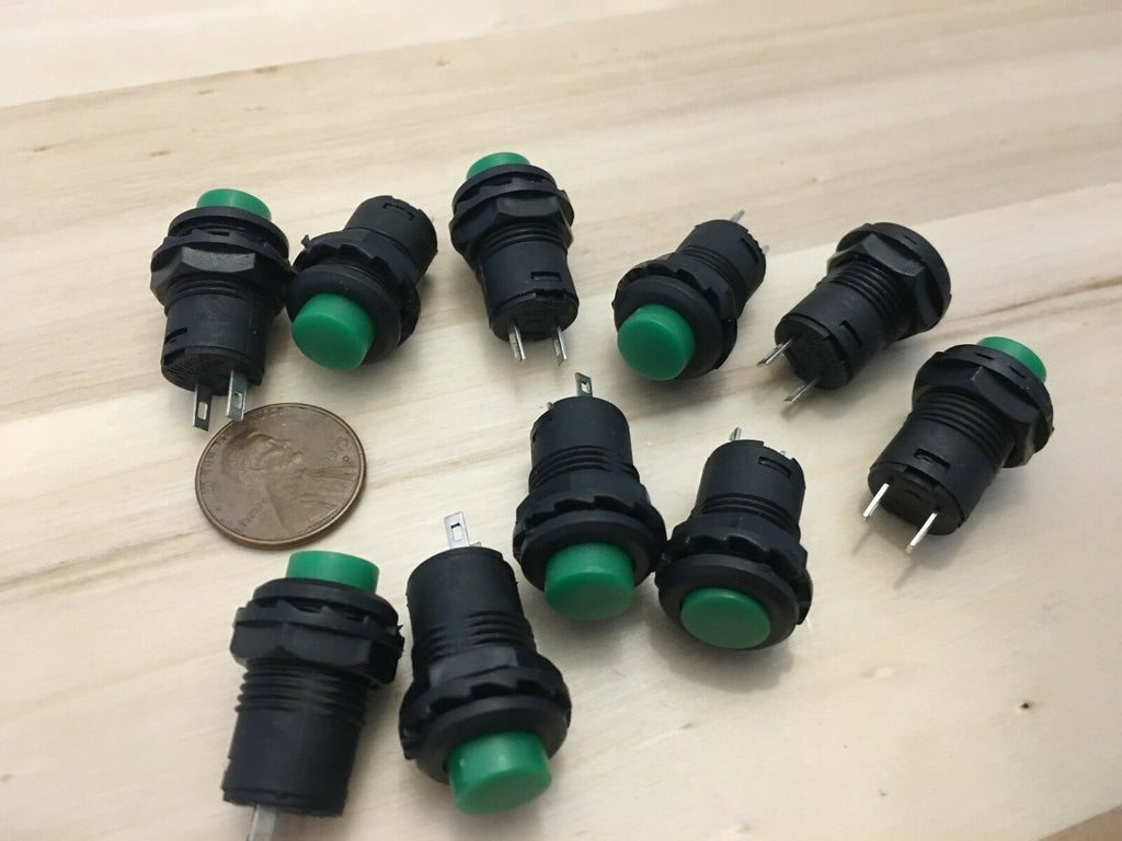 10 Pieces Latching 12mm green push button Switch round button 12v on off C18