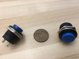 2 Pieces Blue small N/O Momentary 16mm push button Switch round 12v on off C18