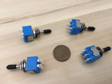 4 x Black Sleeve cap boot cap Blue On Off On Momentary Mini Toggle Switch 1/4 C8