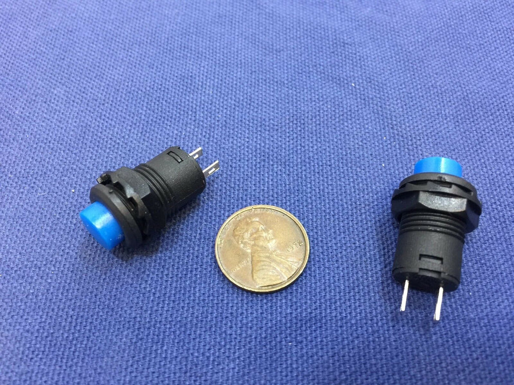 2 Pieces BLUE Momentary 12mm pushbutton Switch round push button 12v on off b22