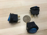 3 Pieces BLUE 12V LED Rocker 16a switch on off 3pin 20mm lighted car boat  C28