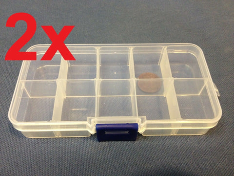 2x Clear Plastic Case Wholesale Container Nail Art Box tips Storage Compartment
