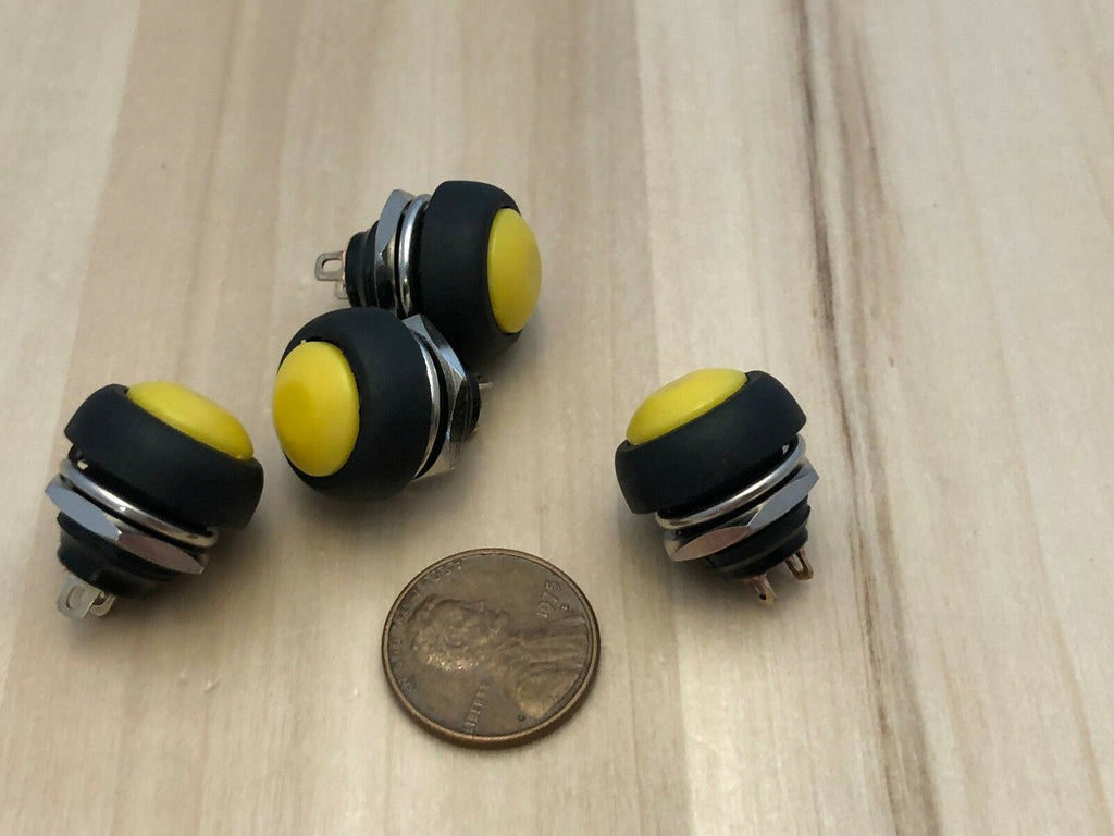 4 yellow Normally open ON/Off SPST Momentary Round Push 12mm Button Switch c10