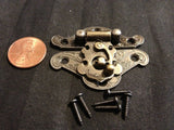 2x mini dollhouse Antique Bronze wood latch Sets Box Case Lock hinge small b24