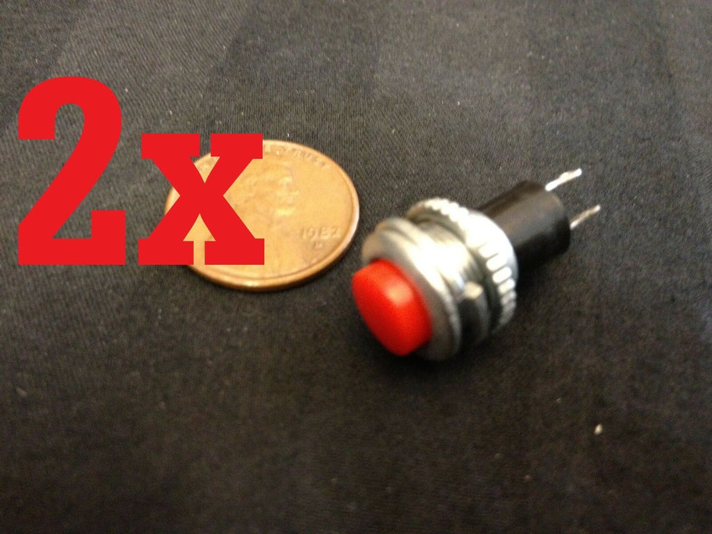 2x Momentary PUSH BUTTON SWITCH DC RED 10mm n/o car on/off DS-316 5A 125VAC b8