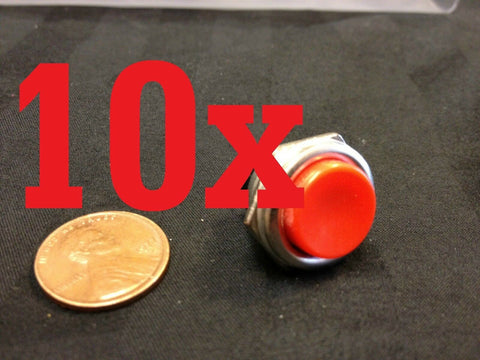 10x Metal MOUNTS MOMENTARY N/O normally open PUSH BUTTON SWITCH DC RED on/off b9
